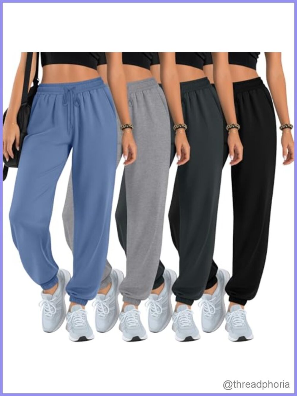 4 Pack Women's Joggers Lounge Sweatpants with Pockets